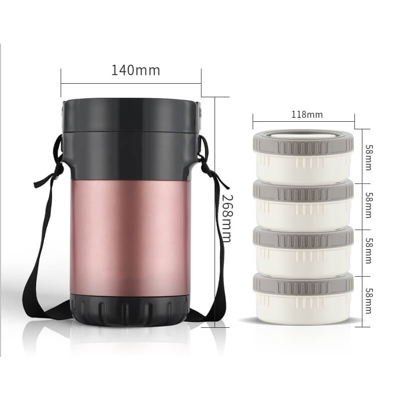 2000ml Double Wall Stainless Steel Vacuum Insulated Thermal Food Warmer Food Flask Food Jar