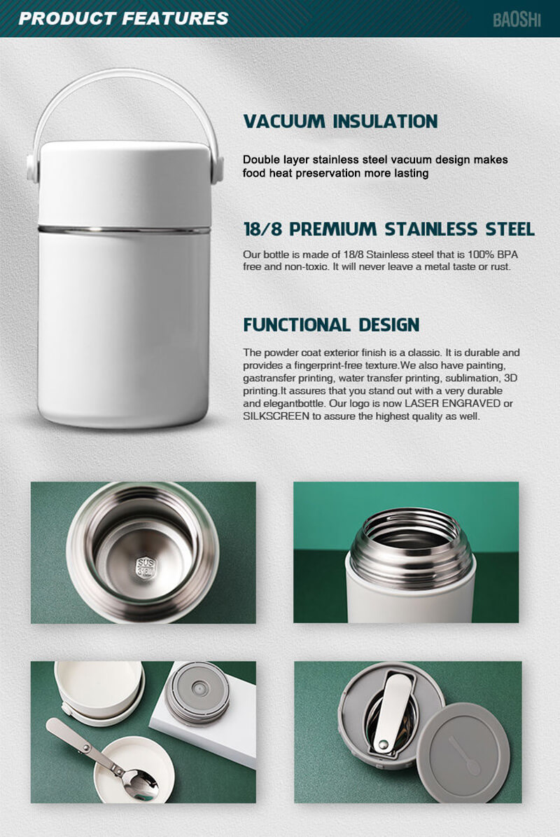 Leak Proof Wide Caliber Stainless Steel Thermal Container Food Jar