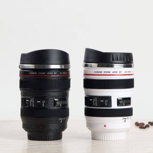 Camera lens shape stainless steel double-layer coffee cup vacuum tumbler for sale