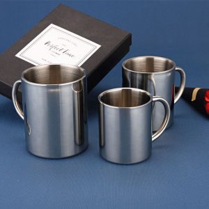 Double Stainless Steel Coffee Mug with Handle