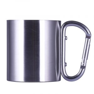 Stainless steel mug with a mountaineering buckle handle for wholesale