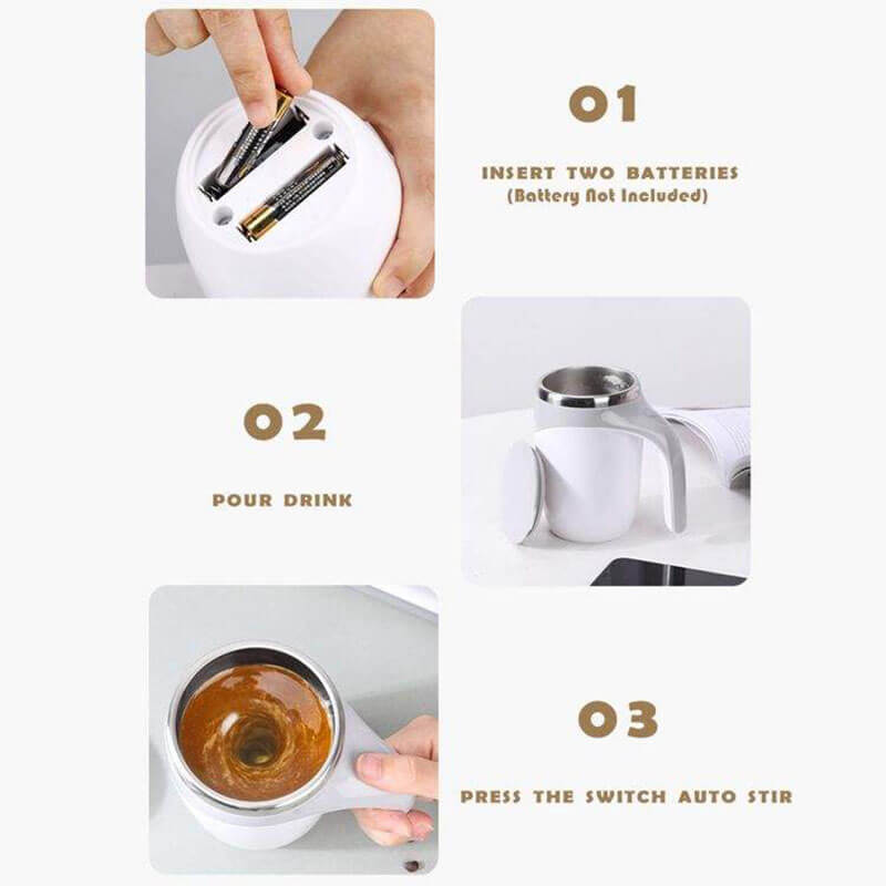Wholesale 380ML Custom Logo Automatic Magnetic Self Stirring Mixing Coffee Cup Travel Stainless Steel Coffee Mug With Lid