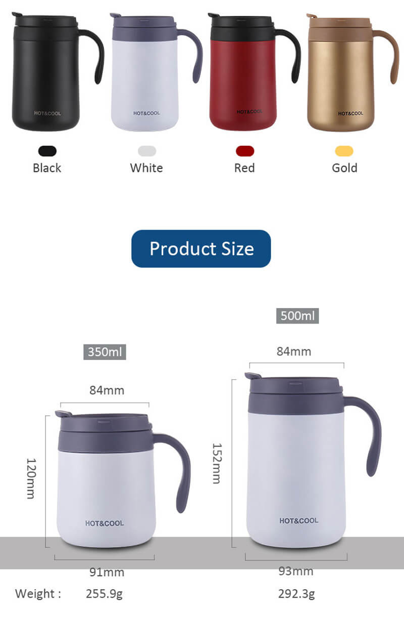 Wholesale stainless steel vacuum coffee Mugs with handle